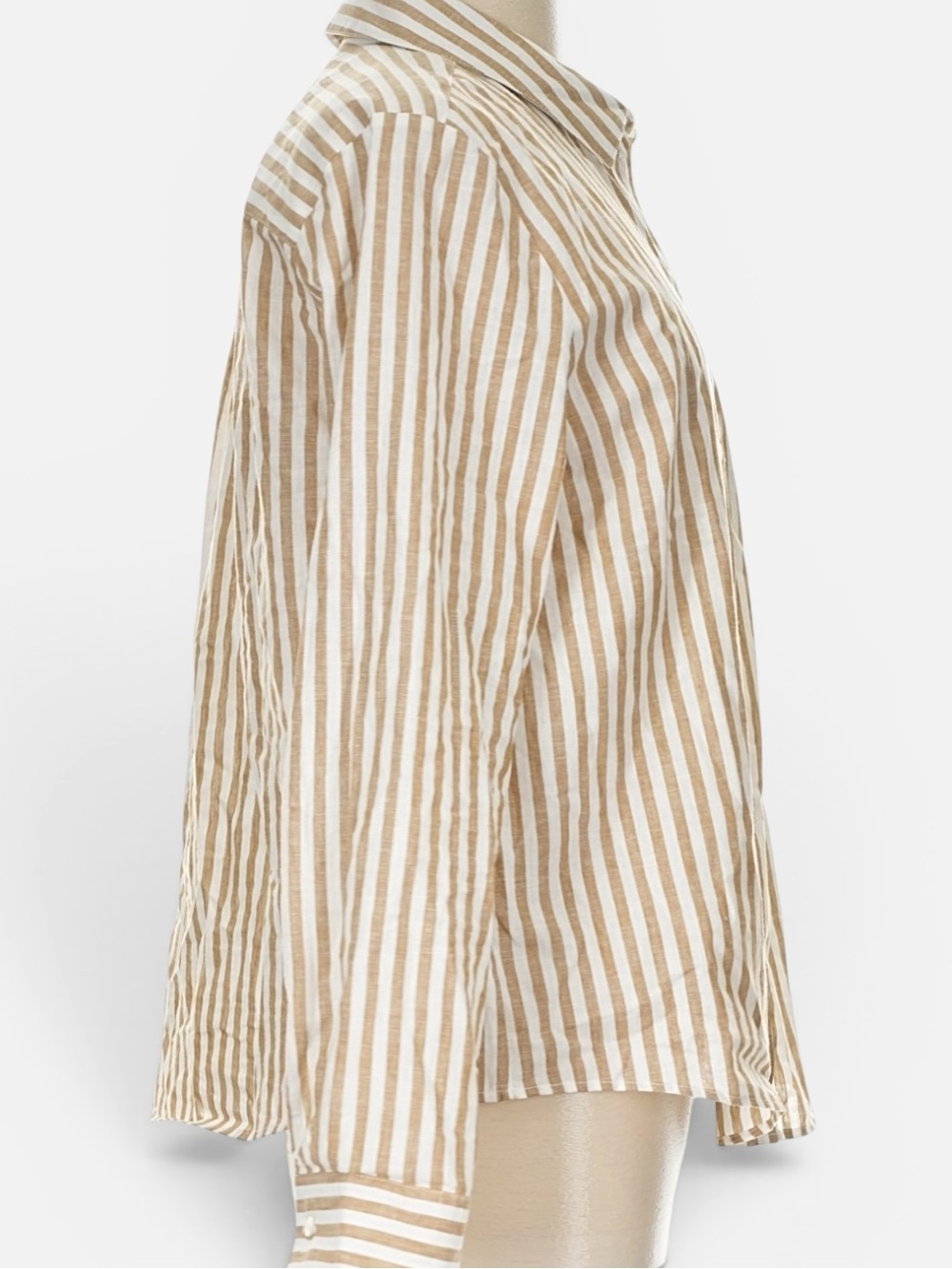Sézane Tomboy Shirt in Ecru Camel Stripes FR 42 / US 10 / XL - Picture 11 of 16